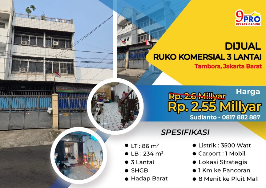 Dijual Ruko 3 Lantai Strategis di Jalan Laksa, Tambora - Cocok untuk Bisnis Konveksi  Deskripsi: Dapatkan peluang emas u-0